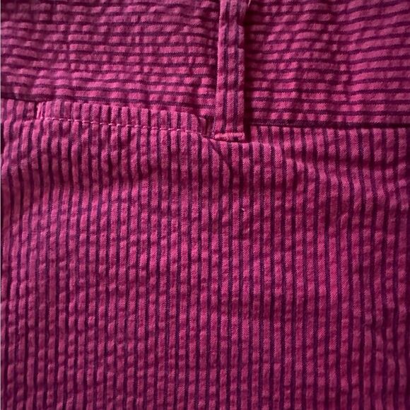 Loft size 6 seersucker dark pink/hot pink shorts with pockets. Like new. - Picture 2 of 7